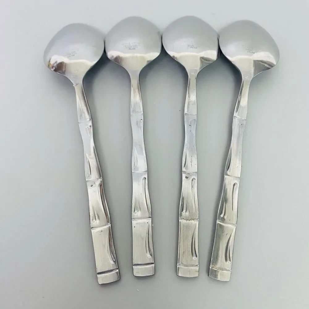 Reed & Barton Rebacraft Bamboo Soup Spoons Set of 4 Japan Stainless Steel